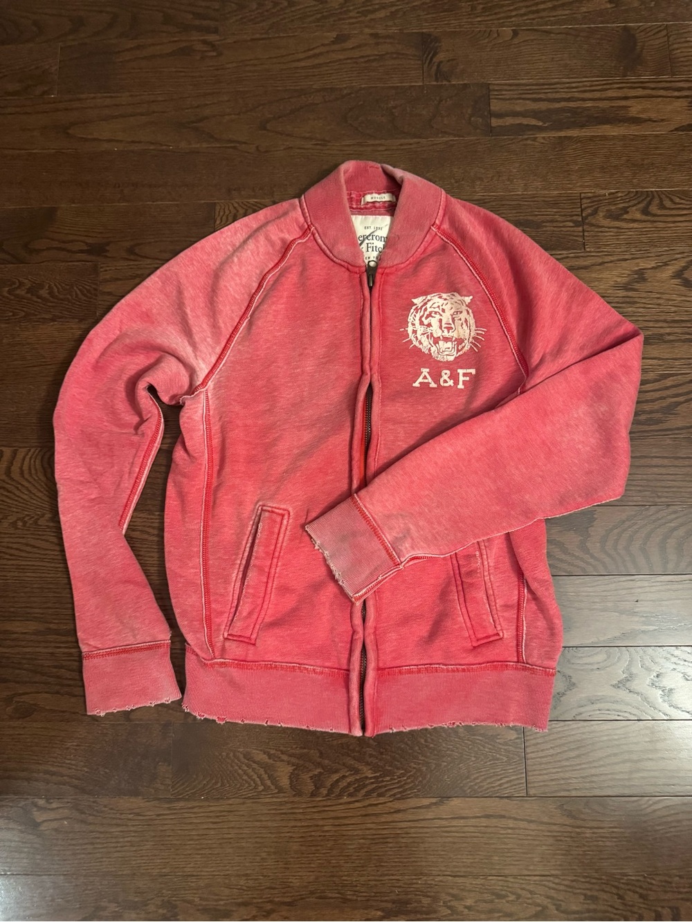 Abercrombie & Fitch Red Full Zip Sweatshirt Jacket Size Large